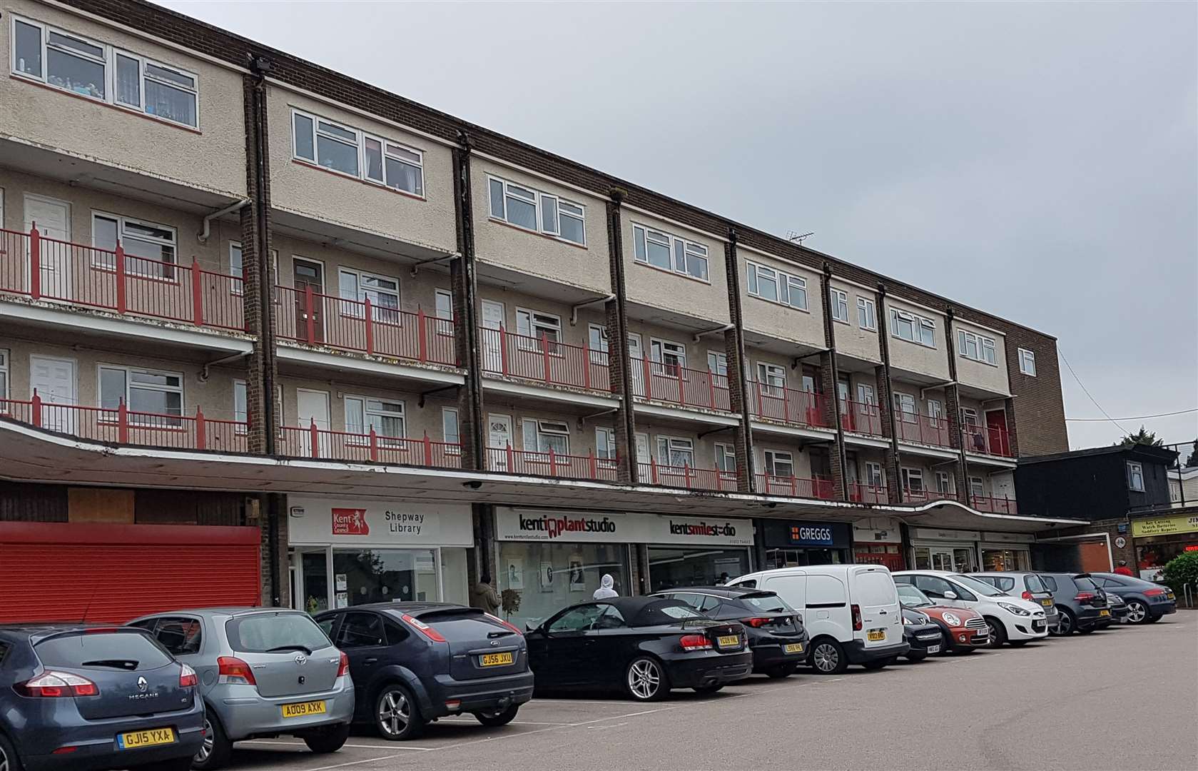 The shopping area and flats in Northumberland Road