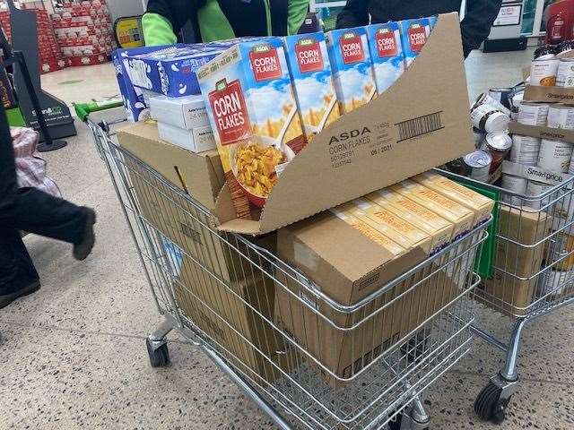 Donations from ASDA Greenhithe to the Temple Hill food bank this half term