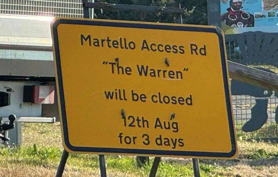 The Warren access road in Folkestone is shut for three days. Picture: Loretta Finch