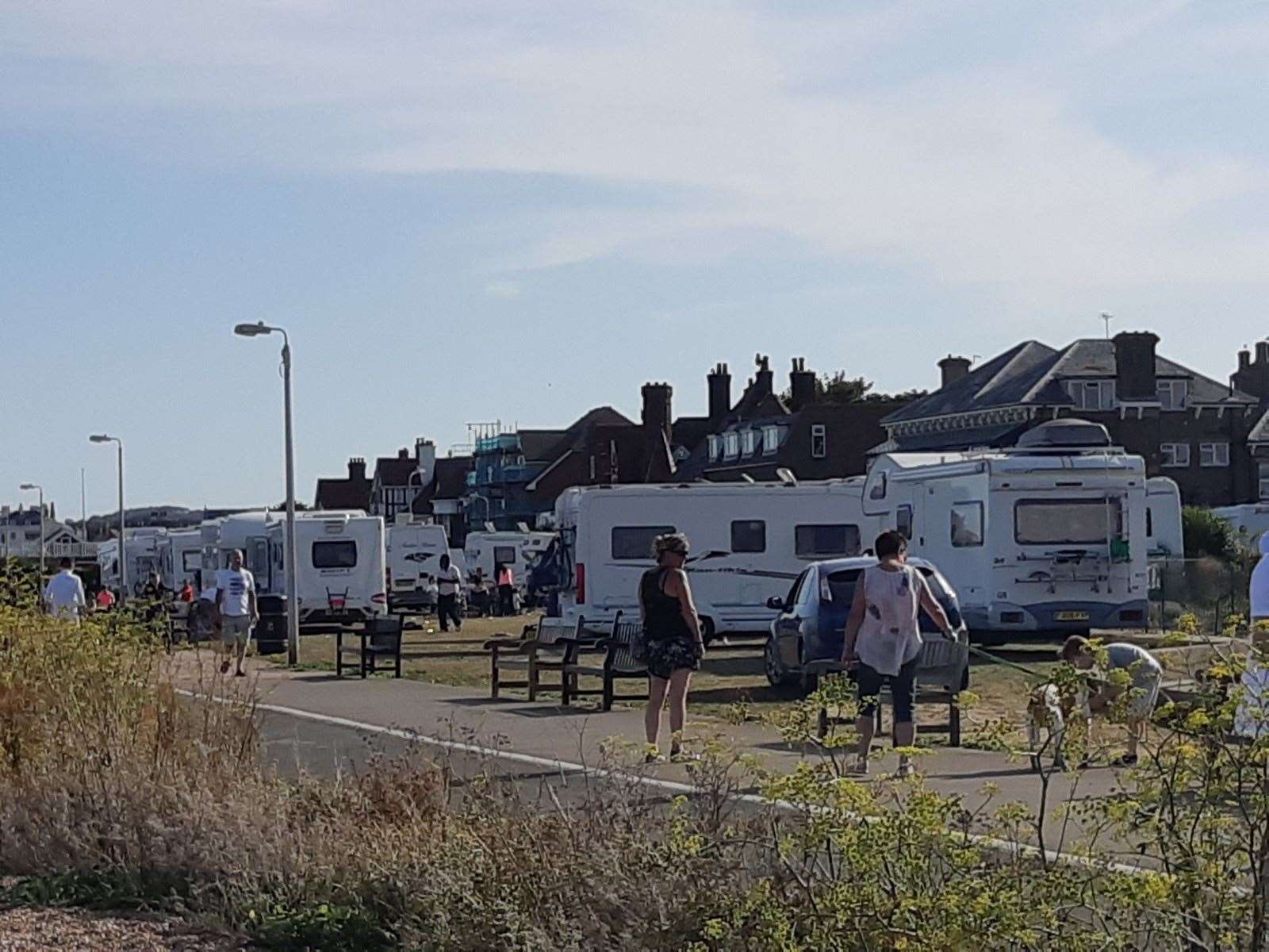 Travellers pitched up at Deal Castle in August this year