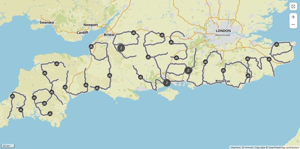 The final map showing ‘Refugees Welcome’ (Scott Johnston/Thighs of Steel/PA)