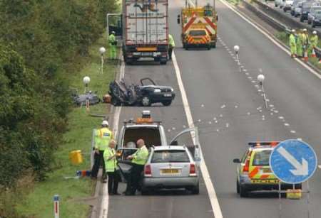 The scene of Thursday's crash. Picture: BARRY CRAYFORD