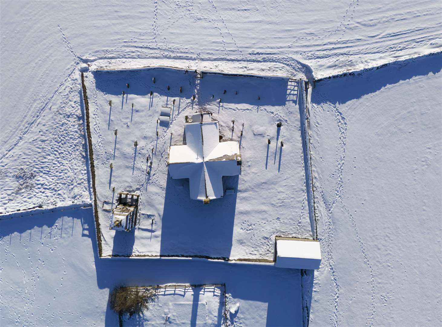 St Andrew’s church, Kiln Pit in Durham, covered in snow (Owen Humphreys/PA)