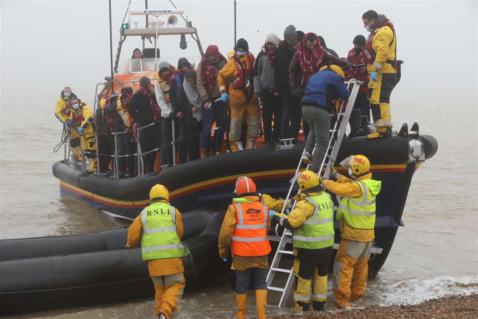 A rescue operation was launched after five men were reported to be in the sea. Picture: UKNIP