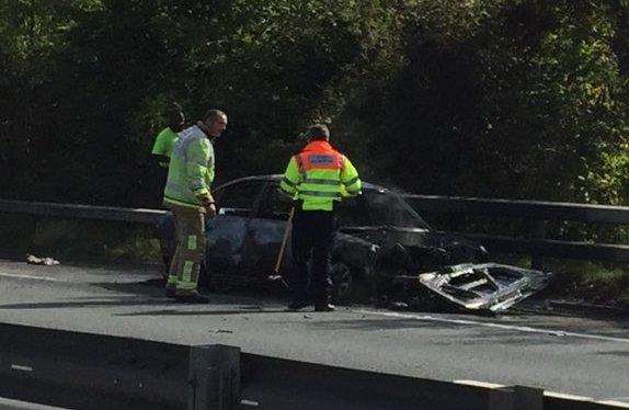 The burnt out remains of the car. Picture: Rob Butler