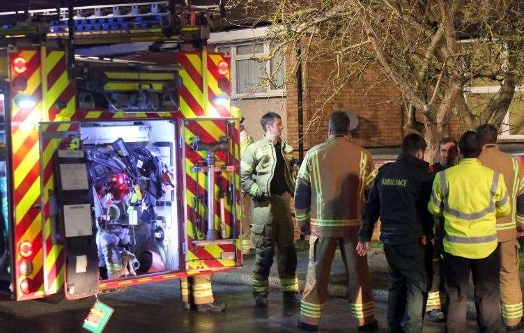 Firefighters at the scene of the blaze. Picture: UKNip (30014879)