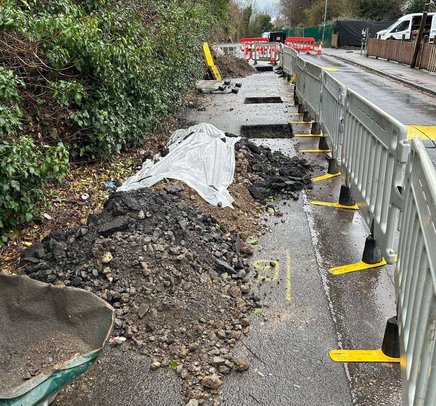 The roadworks taking place in Church Road, Sittingbourne. Picture: Joe Crossley