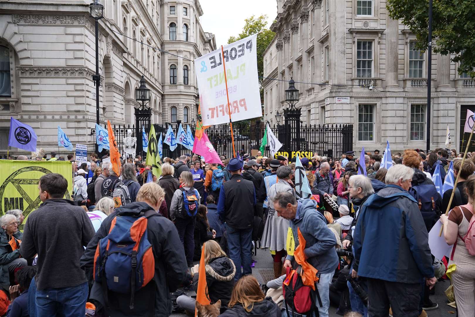 Members of Extinction Rebellion protest outside Downing Street (Stefan Rousseau/PA)