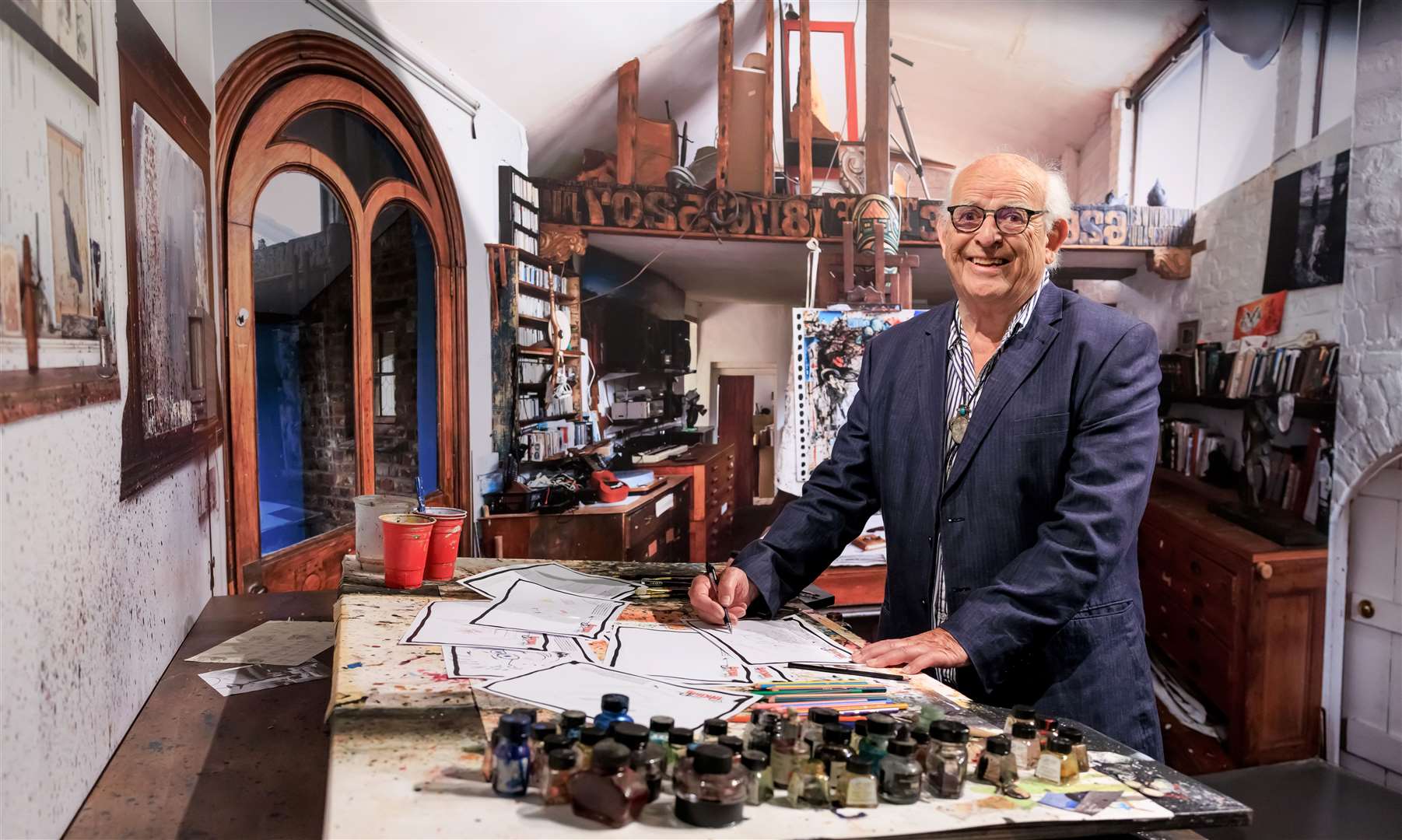 The exhibition includes a replica of Ralph’s art studio, created by his daughter Sadie Williams and her husband. Picture: Oliver Dixon Photography