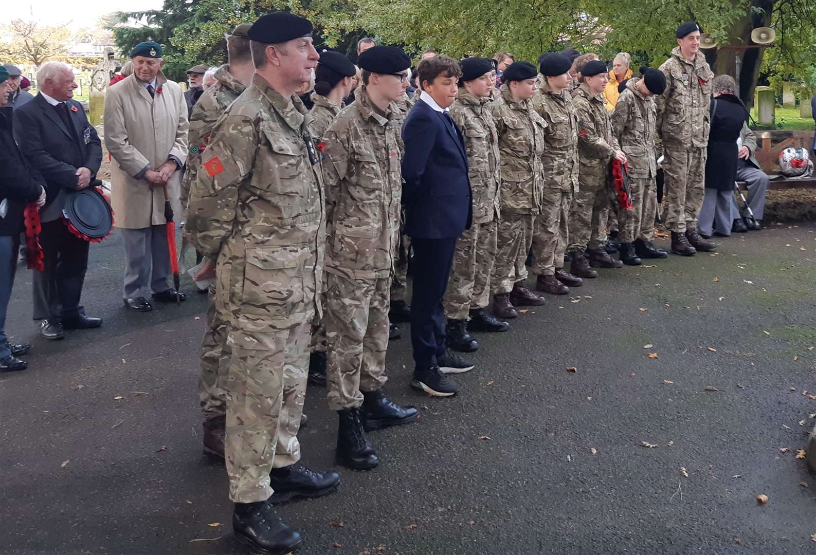 Army cadets smartly on parade for the ceremony.