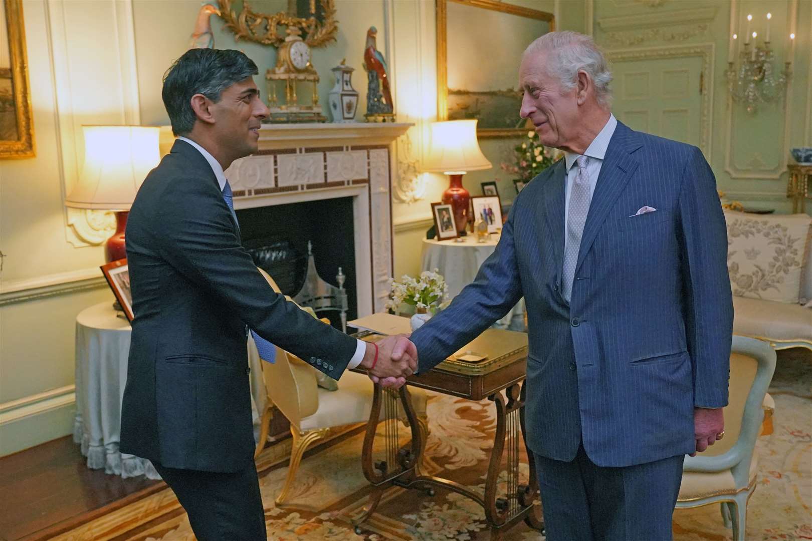 The King with Rishi Sunak in the Private Audience Room (Jonathan Brady/PA)