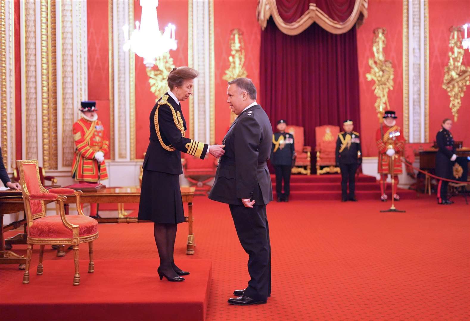 John Caldwell is decorated with the King’s Police Medal by the Princess Royal at Buckingham Palace in November 2024 (Jordan Pettitt/PA) 