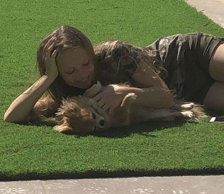 Lucy with her beloved chihuahua, Rosie