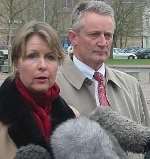 JUSTICE DONE: Elizabeth Howe, Kent's chief prosecutor, and David Kelly, the county's assistant chief constable, outside Maidstone Crown Court this afternoon after Antoni Imiela was convicted. Picture: LEE WINTER