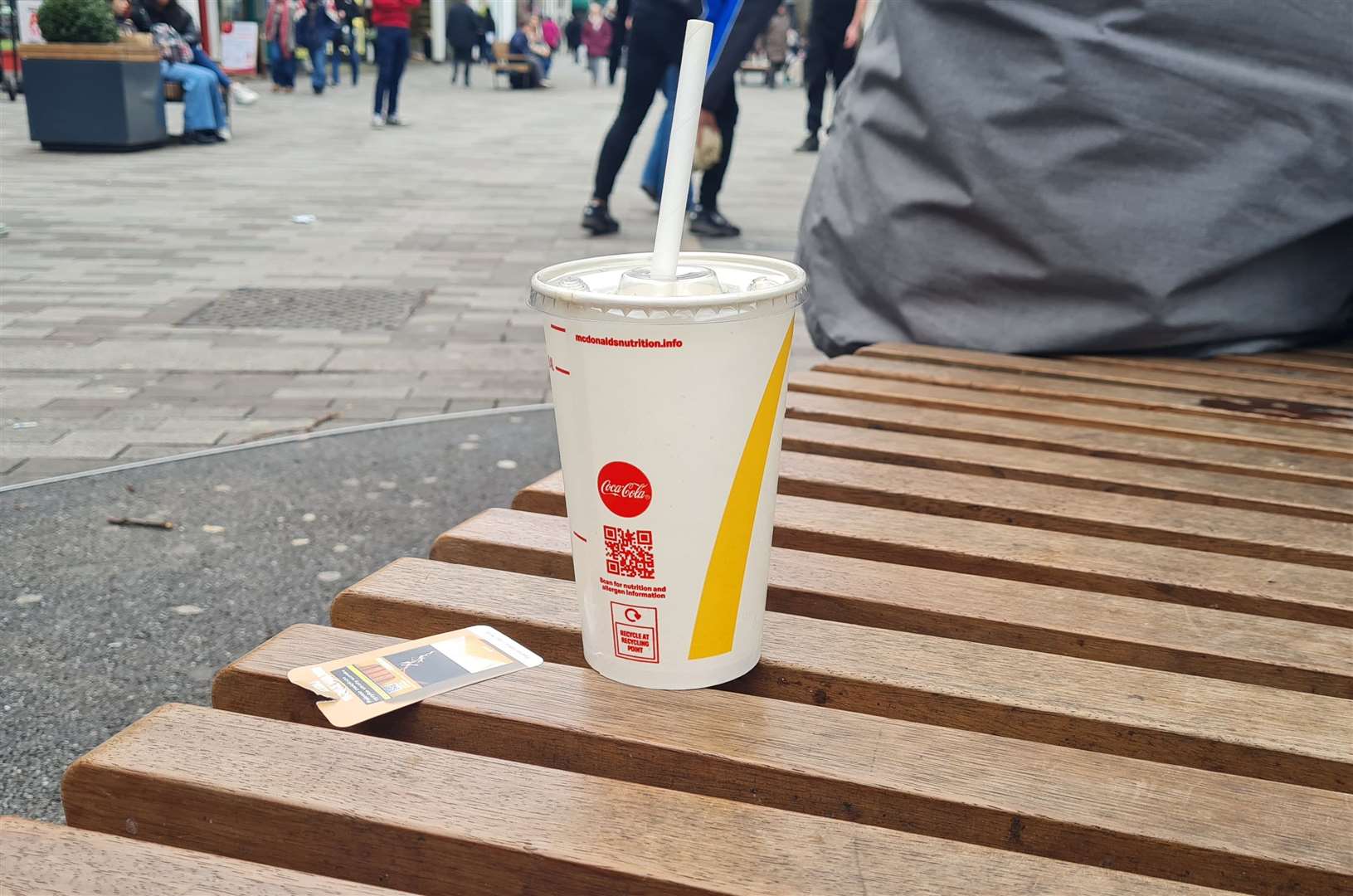 A McDonald's cup left behind in St George's Street, Canterbury