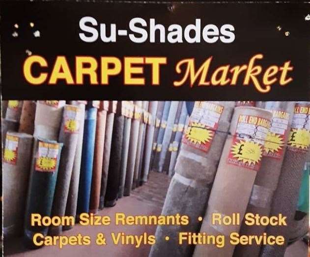 Reg Franks' white van was sign written with Su-Shades Carpet Market in the same font as shown above (30296224)