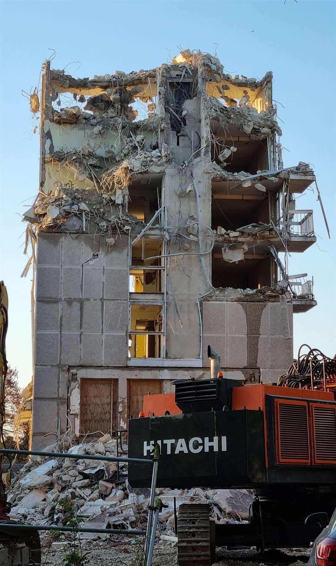 The old library tower being demolished in April. Picture: Darren Hartley