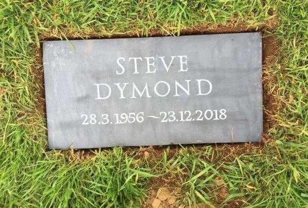 Steve Dymond's grave in Devon. He died on December 23, 2018