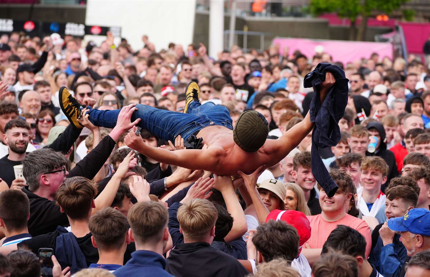 England fans at Millennium Square in Leeds (Peter Byrne/PA)