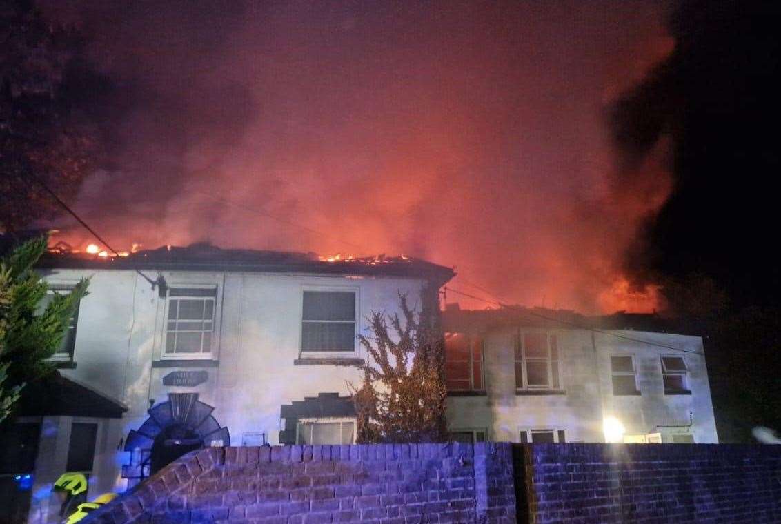 The fire engulfed the property. Picture: Kent Fire and Rescue