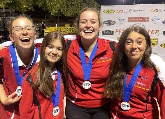 England's team all smiles with their historic European silver medals