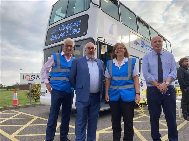 Steve Chalke, Tim Lambkin, Lynne Clifton and Paul Murray at the launch of the Sheppey Support Bus