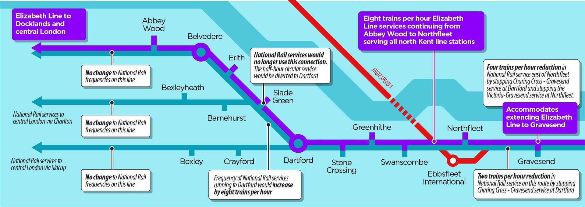 A map showing the proposals for the north Kent branch of the Elizabeth Line extension (57628348)