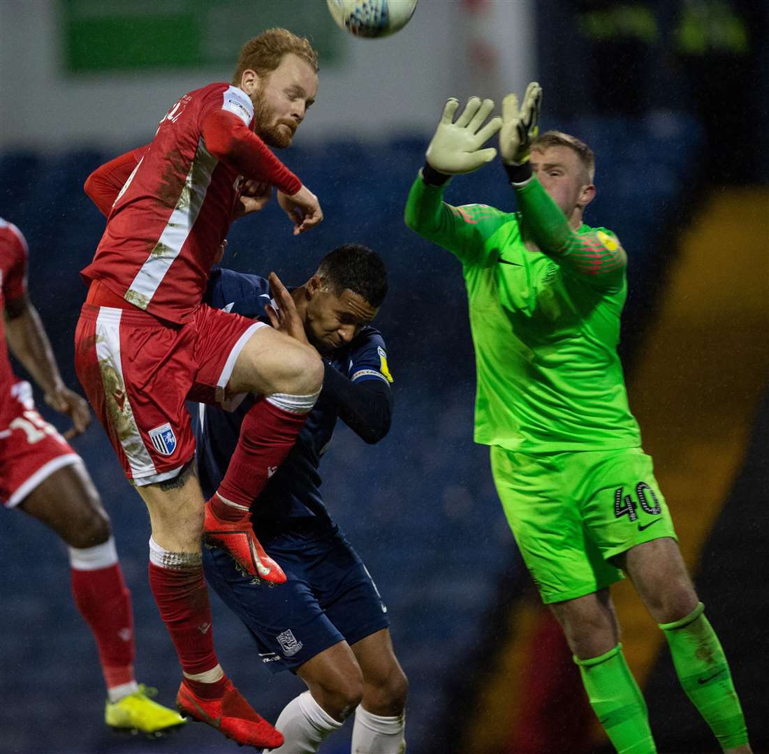 Connor Ogilvie heads the winning goal against Southend Picture: Ady Kerry