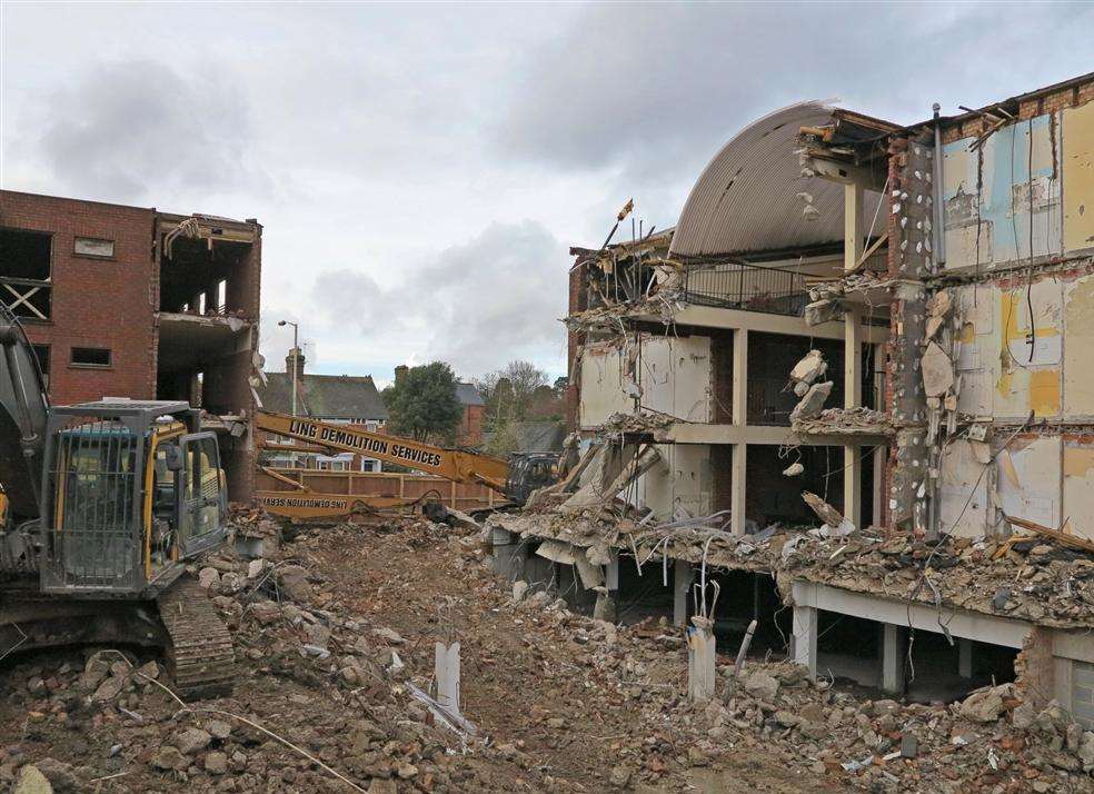 The mainly demolished Ashdown Court - picture courtesy of Andy Clark