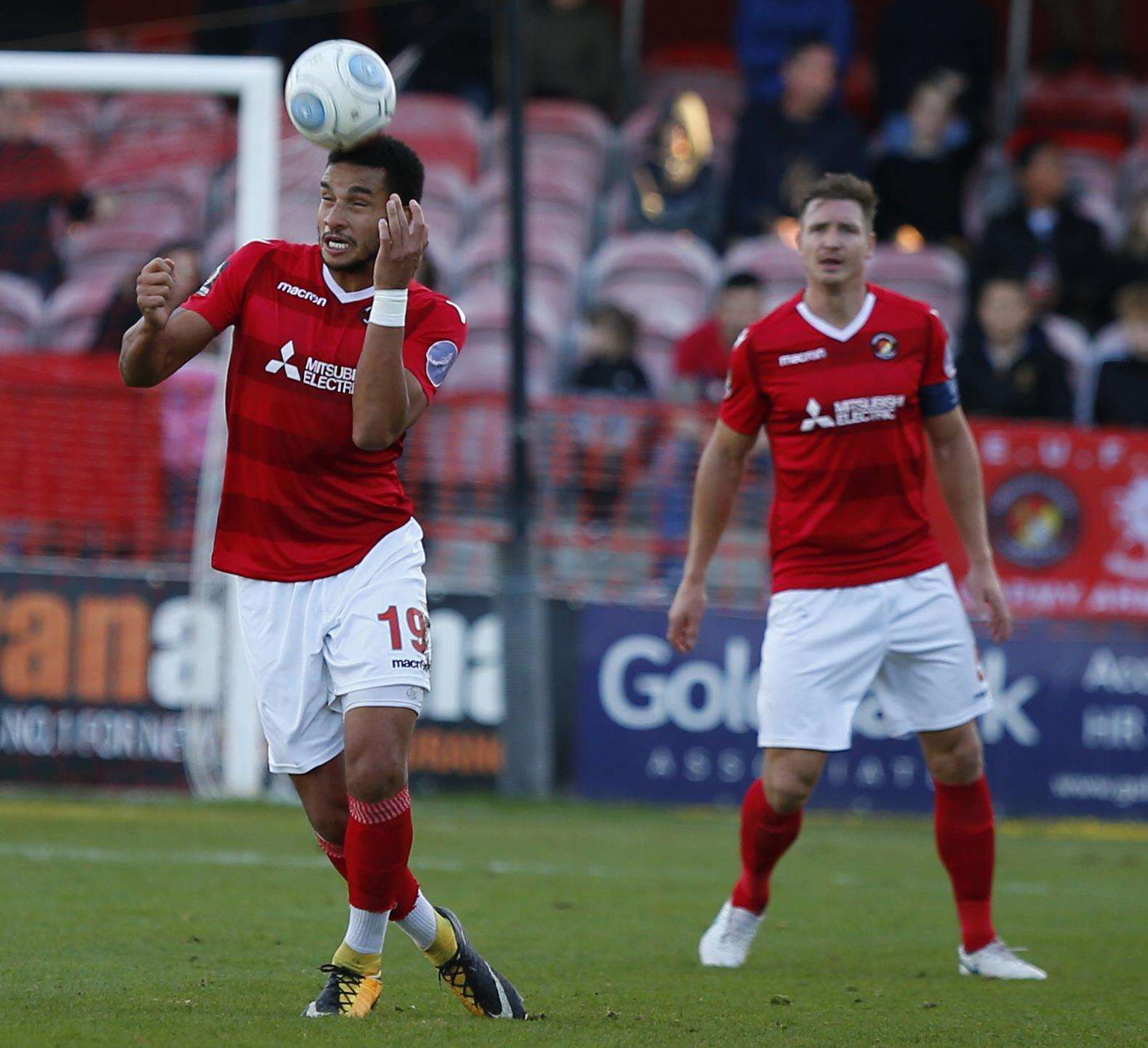 Chris Bush shows good close control in the Fleet defence Picture: Andy Jones