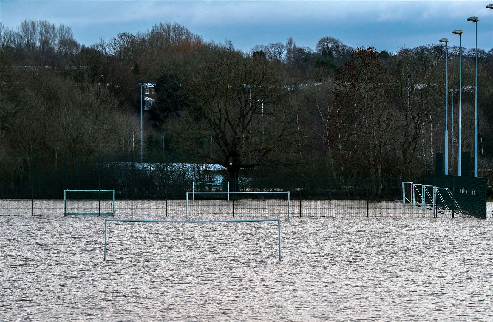 In Didsbury, Manchester, heavy rain left vast areas under water (Peter Byrne/PA)