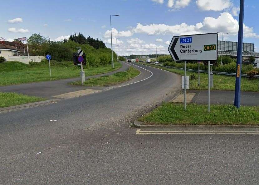 The slip road leading onto the A2 from Valley Drive was branded a 'death trap' following the road works put in place. Photo: Google