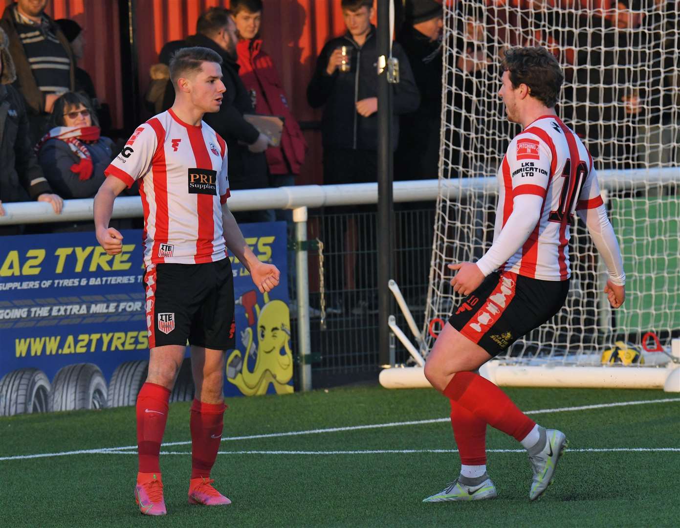 Jake Embery celebrates his goal against Haywards Heath with Josh Wisson. Picture: Marc Richards