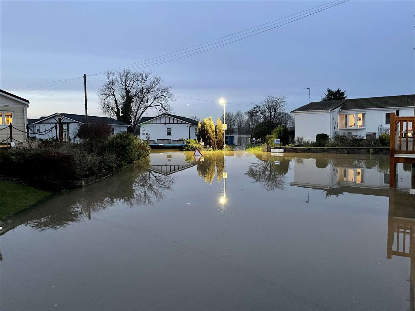 Floodwater surrounds houses in Radcliffe-on-Trent, Nottinghamshire, after a major incident was declared in the county due to flooding from the River Trent caused by Storm Henk (Callum Parke/PA)