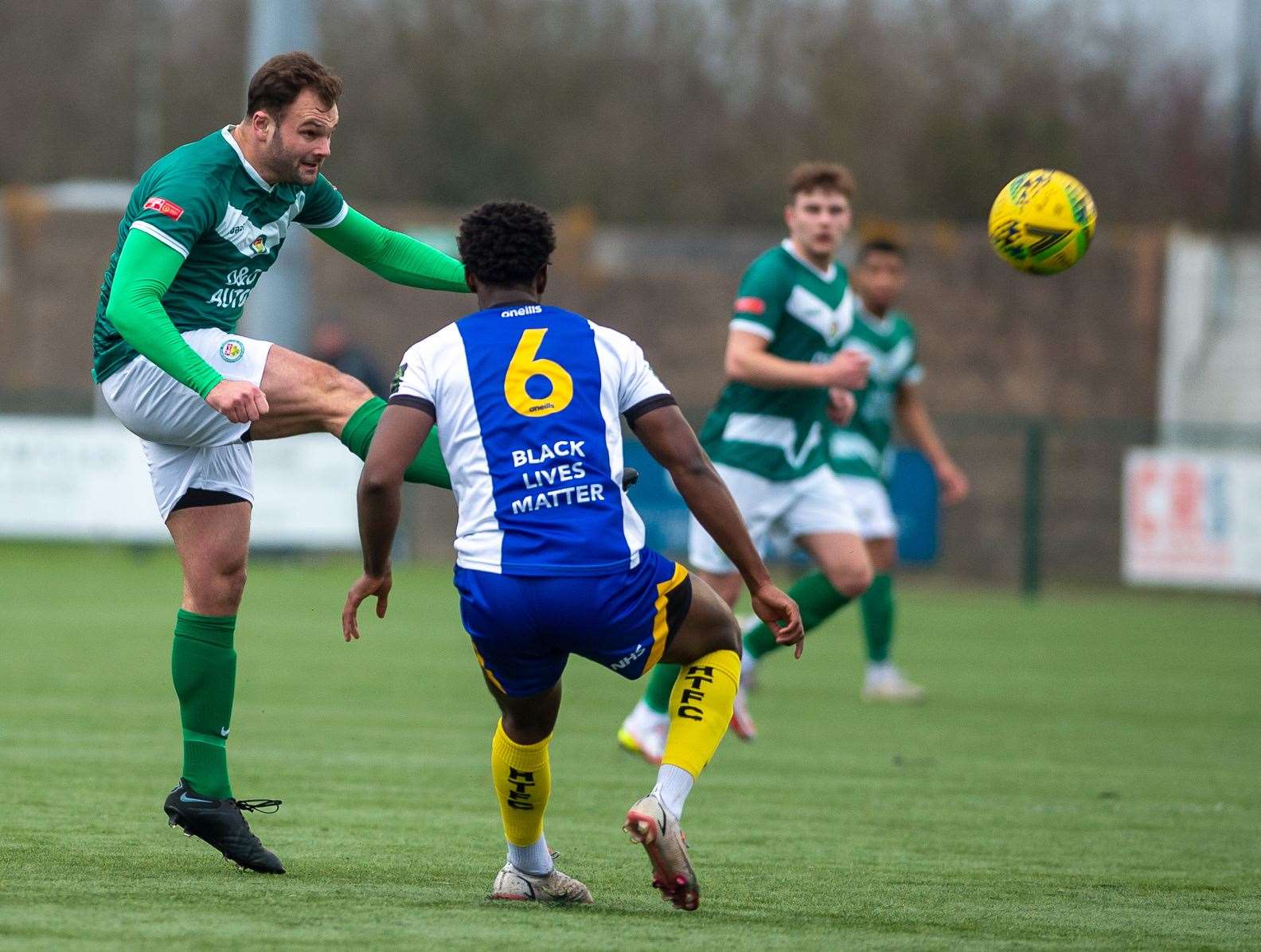 Ashford United striker Gary Lockyer in possession against Haywards Heath Picture: Ian Scammell