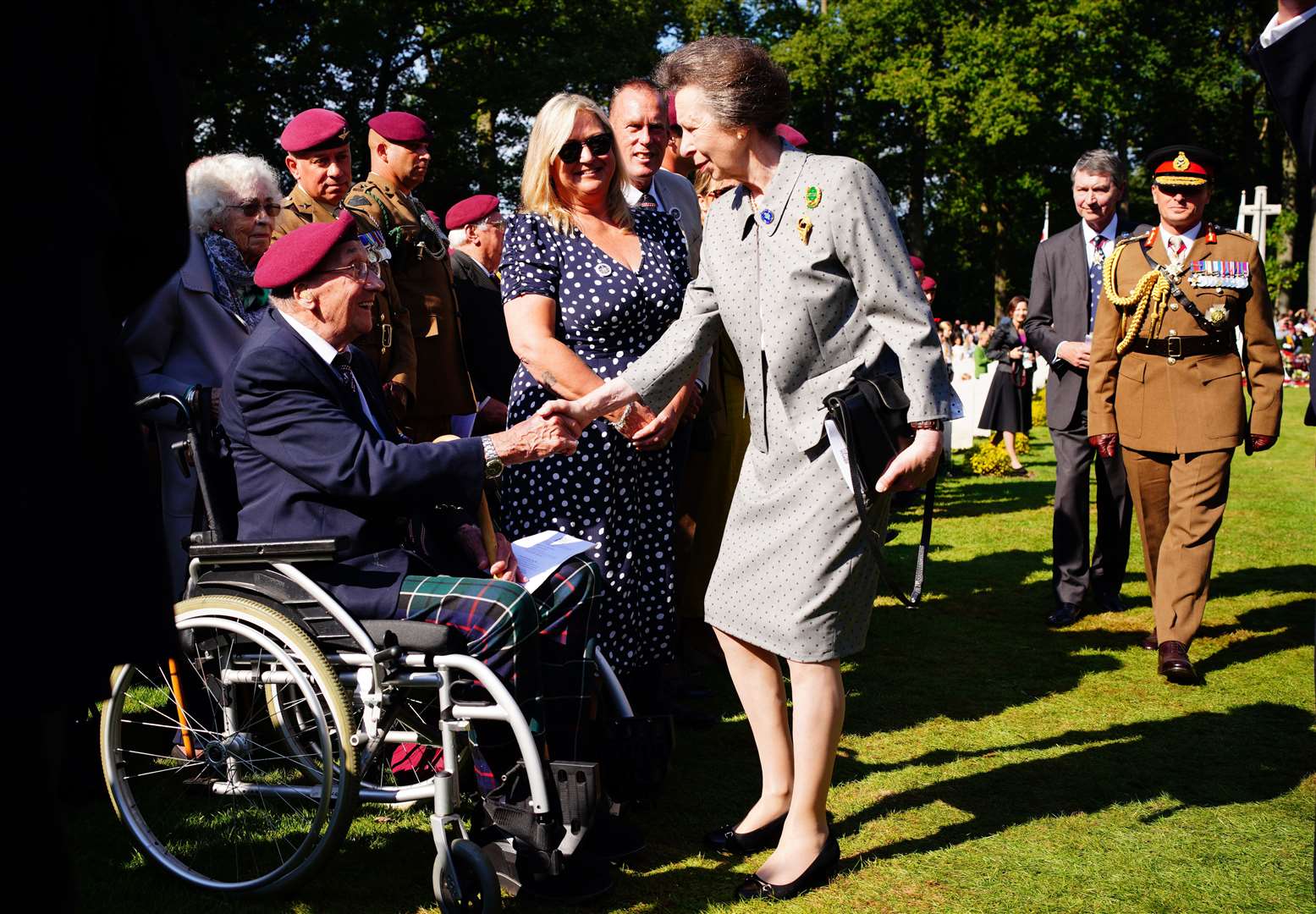 Anne met veterans during the ceremony (Ben Birchall/PA)