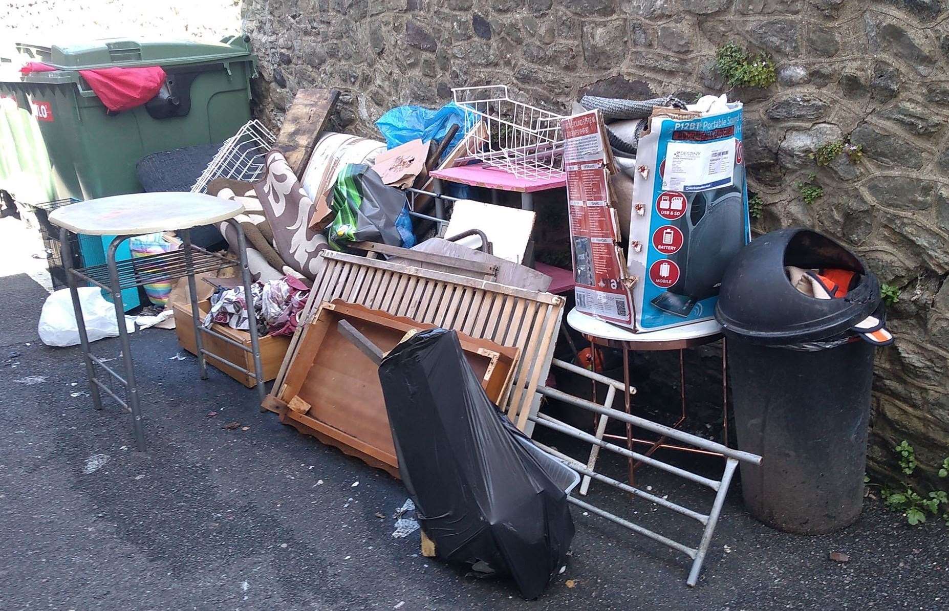 Household waste left dumped in Dover Road by Marian Mitroi and Marian Miturca. Picture: Folkestone & Hythe District Council