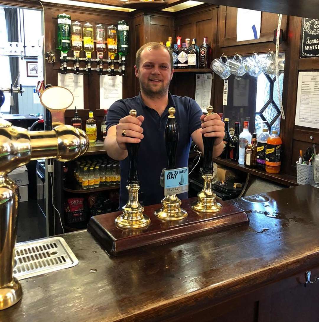 James Irving, 26, landlord of the Crayford Arms in Crayford High Street, near Dartford