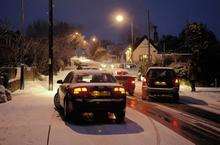 Snow causes problems for drivers on Borstal Hill, Whitstable