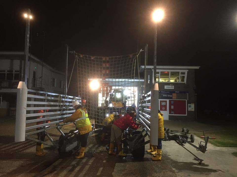 Emergency crews were scrambled to help a person clinging to a buoy in freezing cold water. Picture: Littlestone Lifeboat