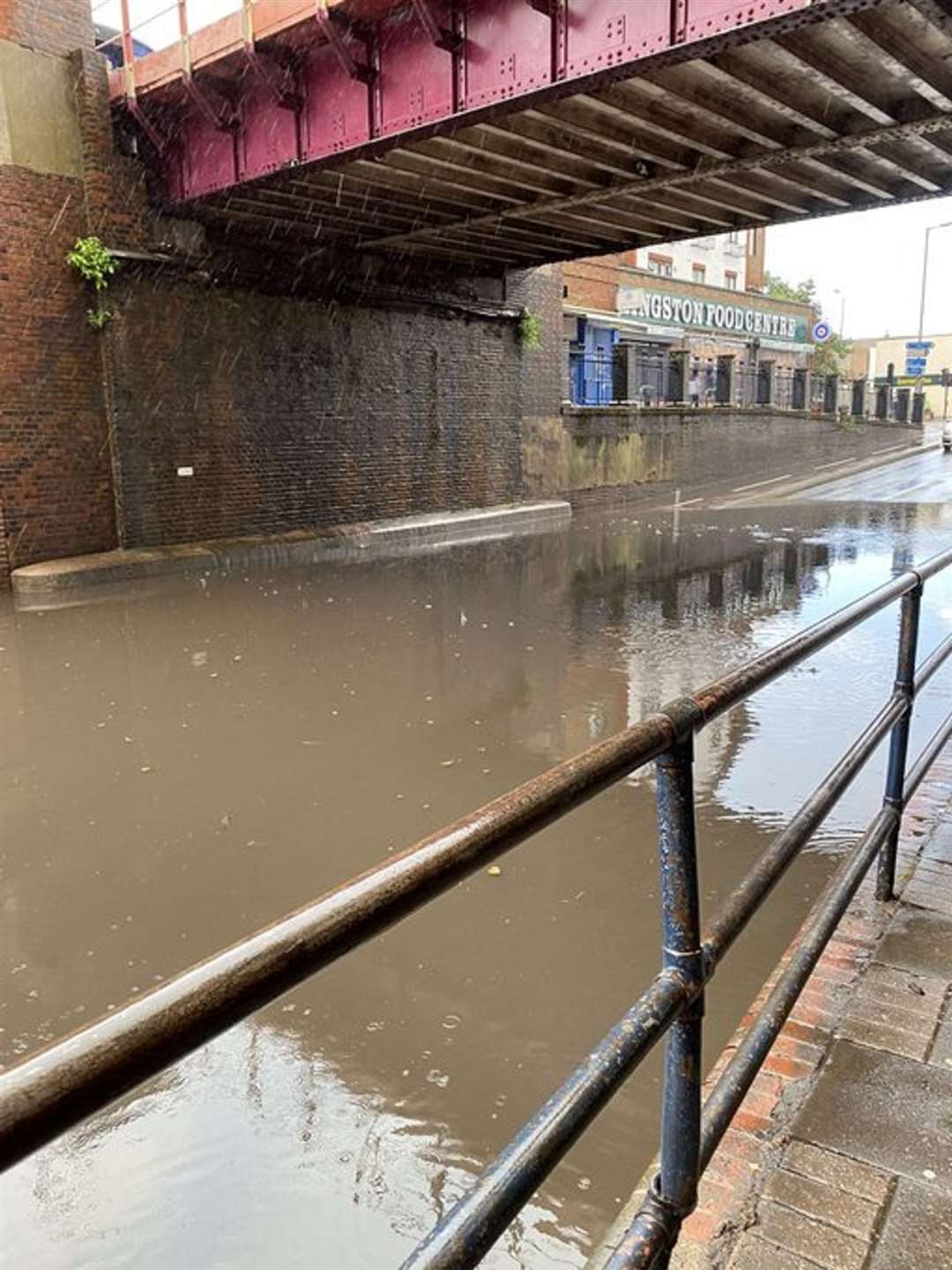 The flooded underpass on Richmond Road, Kingston Upon Thames, south-west London, following heavy downpours on Thursday (@juliedean27/PA)