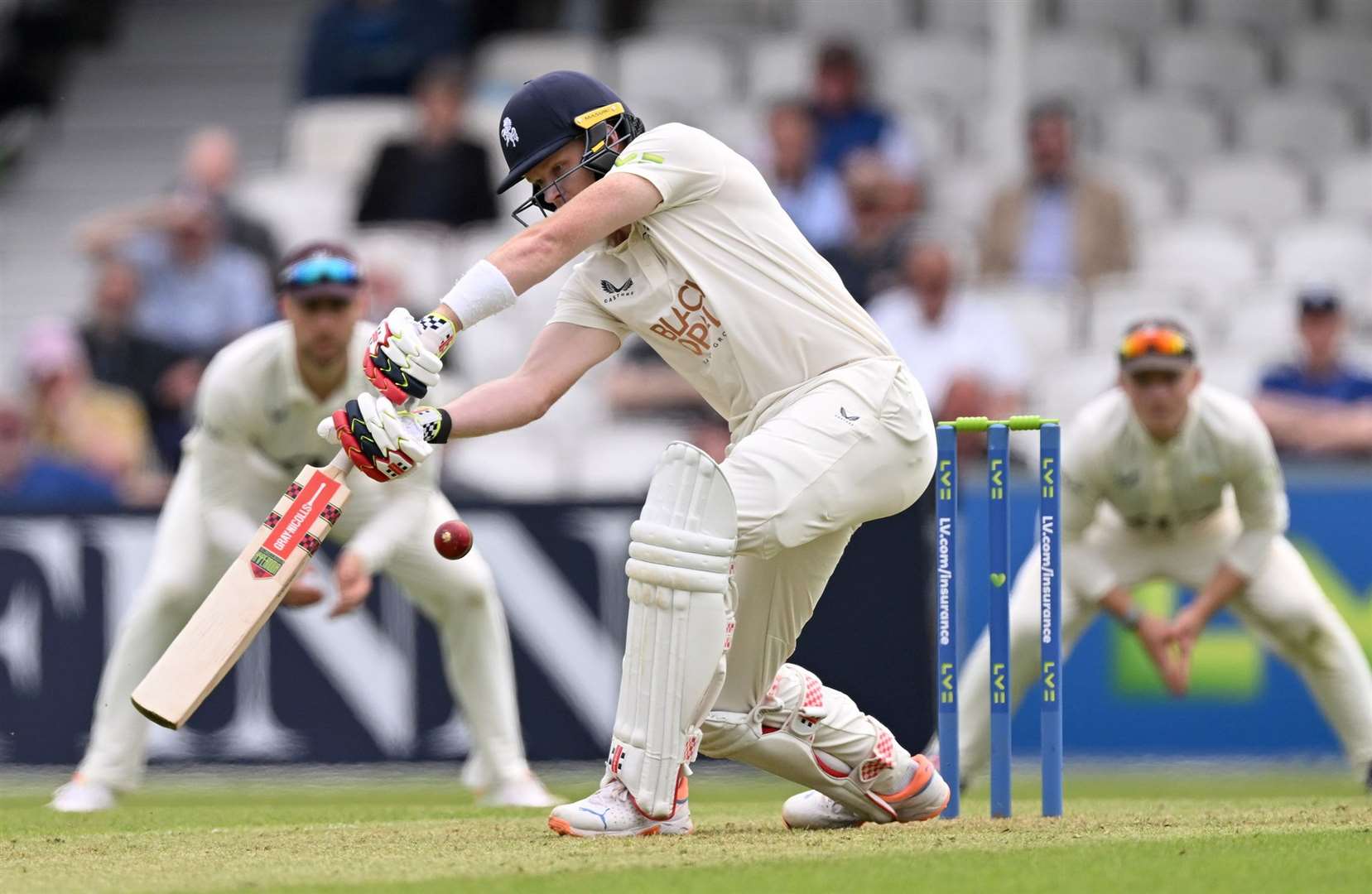 Sam Billings is caught behind for a nine-ball duck. Picture: Keith Gillard