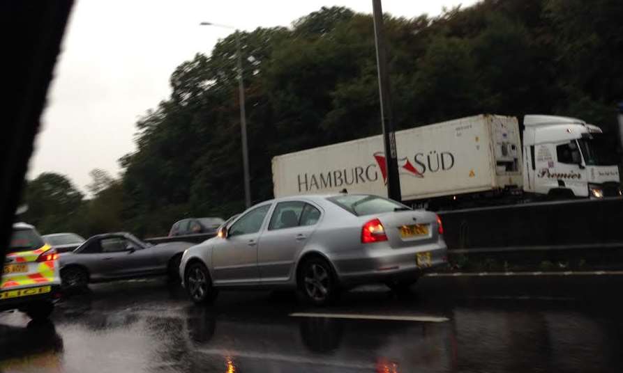 A car crashed on the A2 this morning