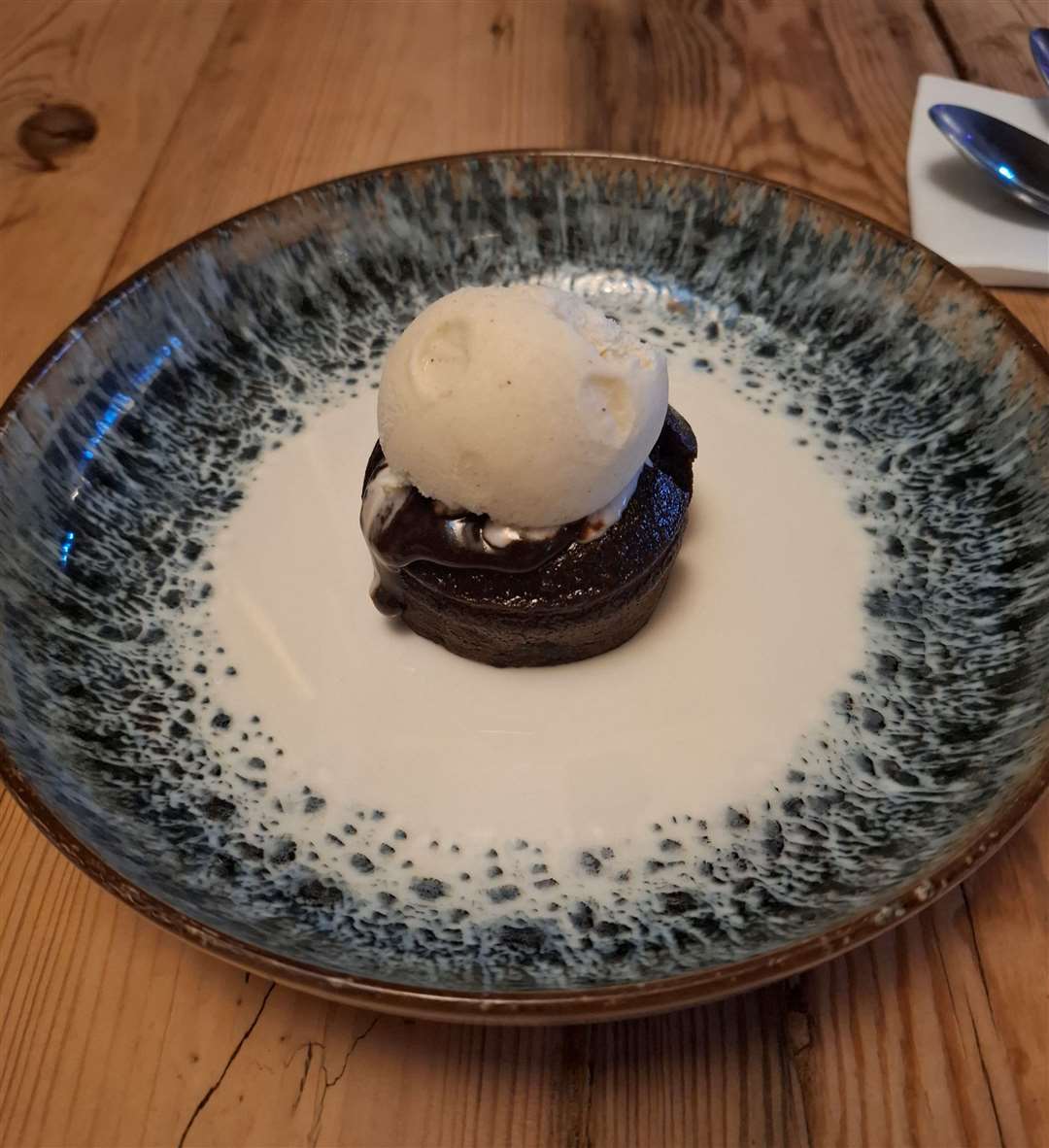 The chocolate fondant with vanilla ice cream