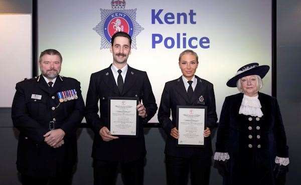 PC William Simmons and PC Katie Lacey revived a man in Folkestone with CPR efforts. Picture: Kent Police