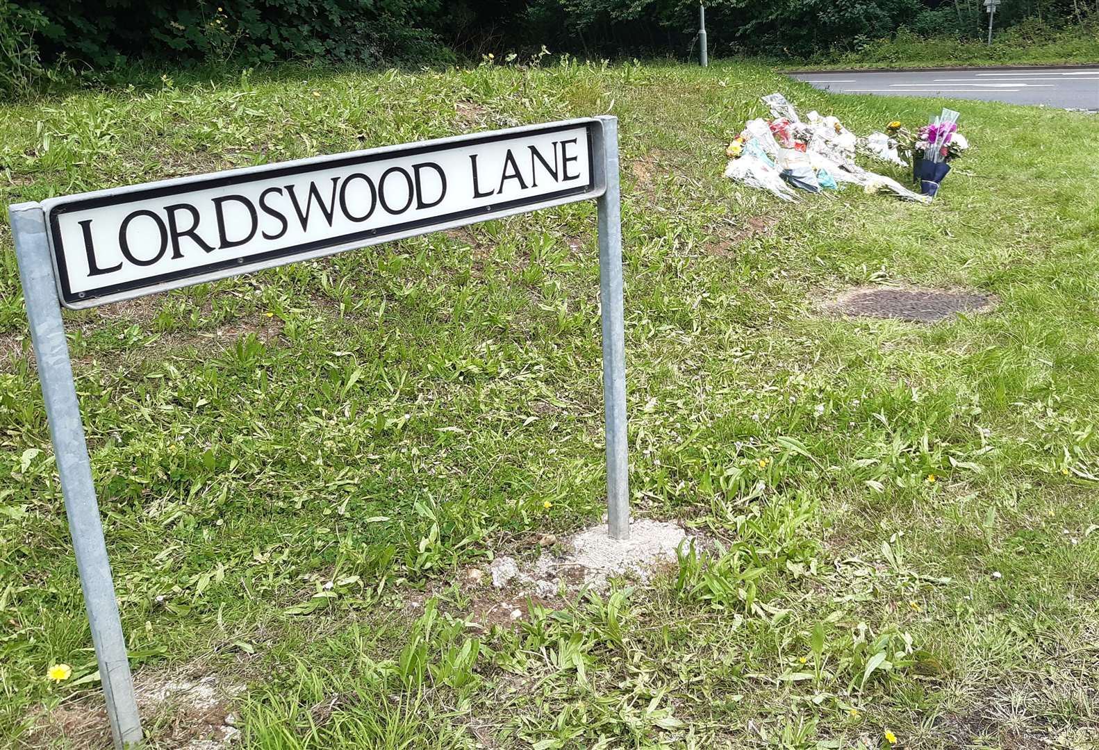 Flowers left at the scene of the accident