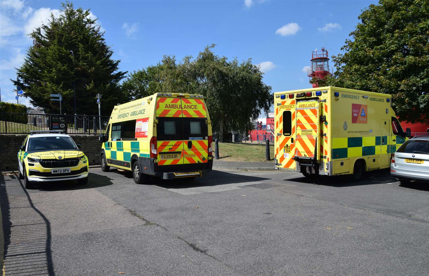 Three ambulance vehicles were parked near St Andrew’s Garden