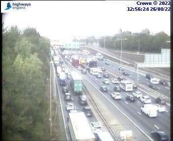 There are eight miles of queues on the M25 near the Dartford Crossing. Picture: National Highways