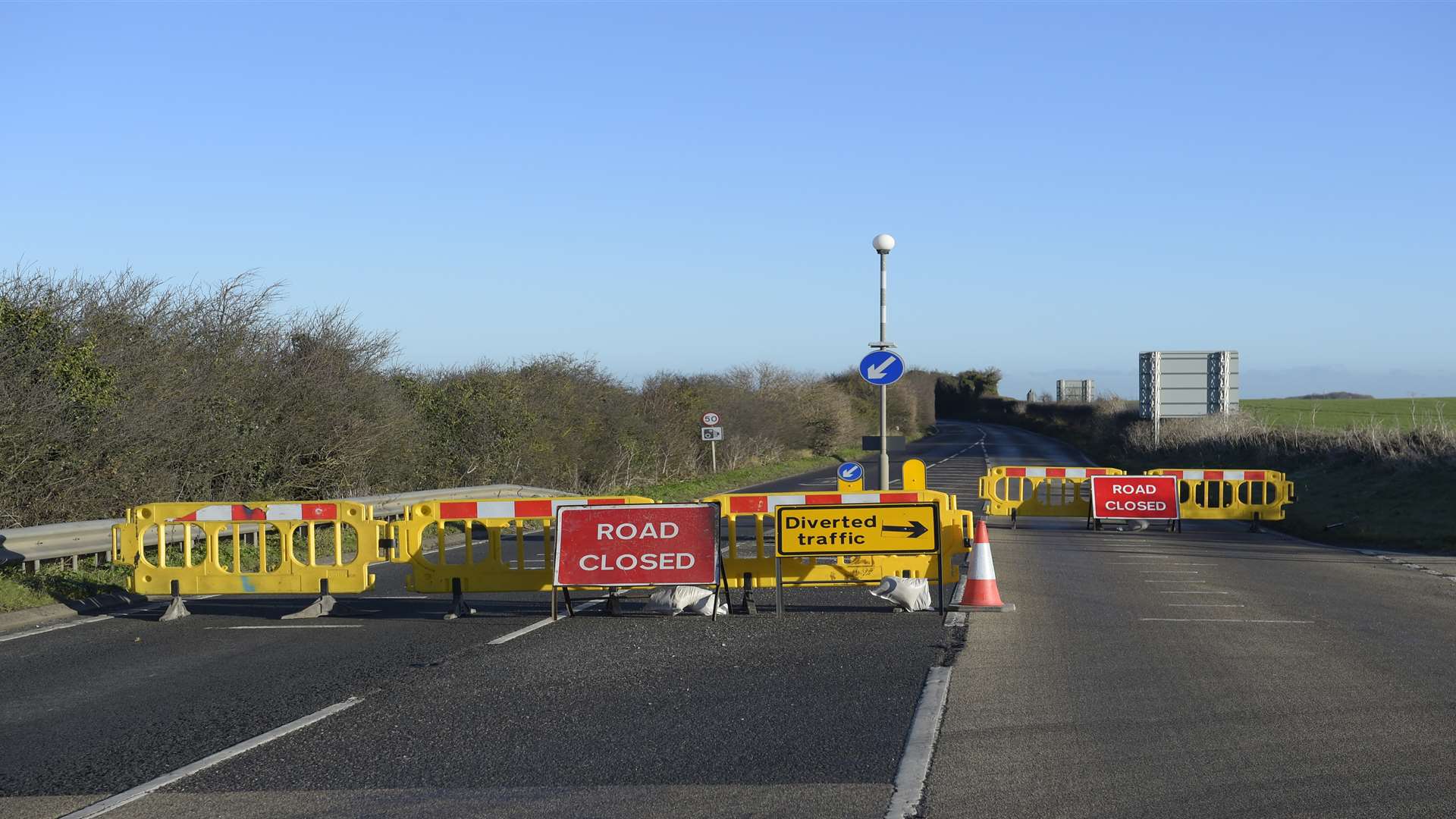 Deal Dover road. Road closed due to serious accident.