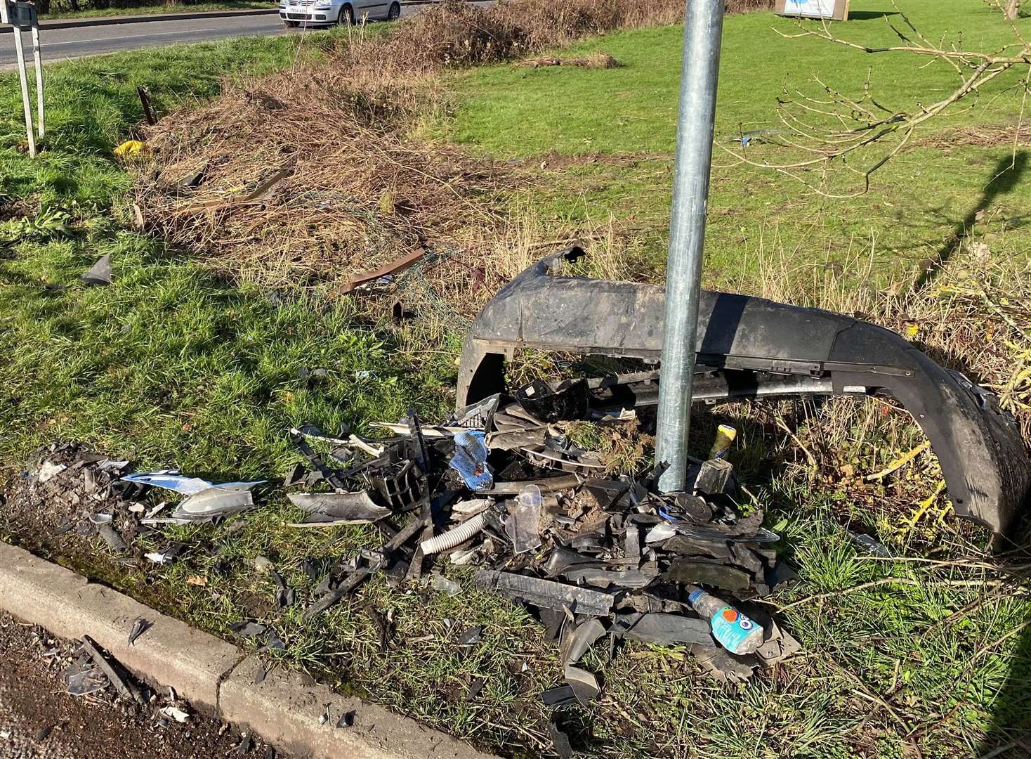 Debris left on the roadside following the accident last week